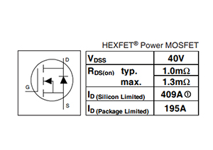 英飞凌mos场效应管IRFB7430功能参数Datasheet-竟业电子
