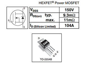 英飞凌IRFB4115应用参数datasheet-mos场效应管知识-竟业电子