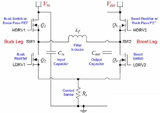 MOS场效应管应用于同步降压-升压转换器运行电路